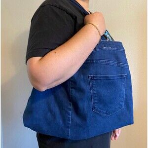 Handcrafted Jean Purse Dark Wash Denim Tote Bag